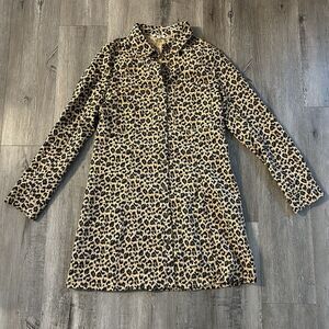Umgee Shirt Dress Womens Large Leopard Animal Print Long Sleeve Button Up Pocket
